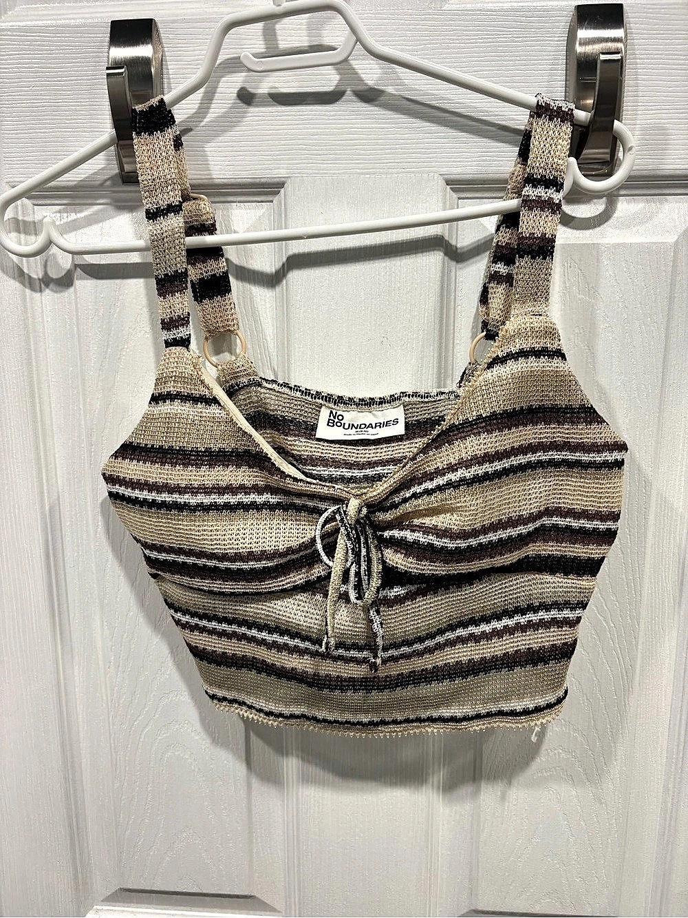 No Boundaries Striped tank top in Brown & Beige Size Medium Like New